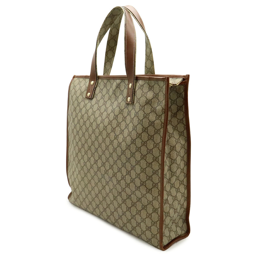 Gucci Vertical Shoulder GG Supreme Brown Bag Leather Tote White Brown White